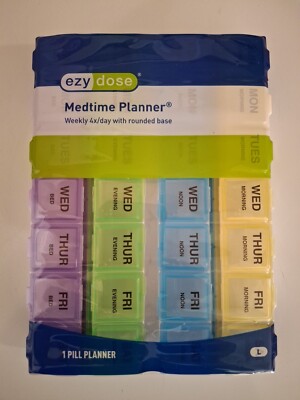 Weekly 4X/Day with Rounded Base Medtime Planner, Large, 1 Count