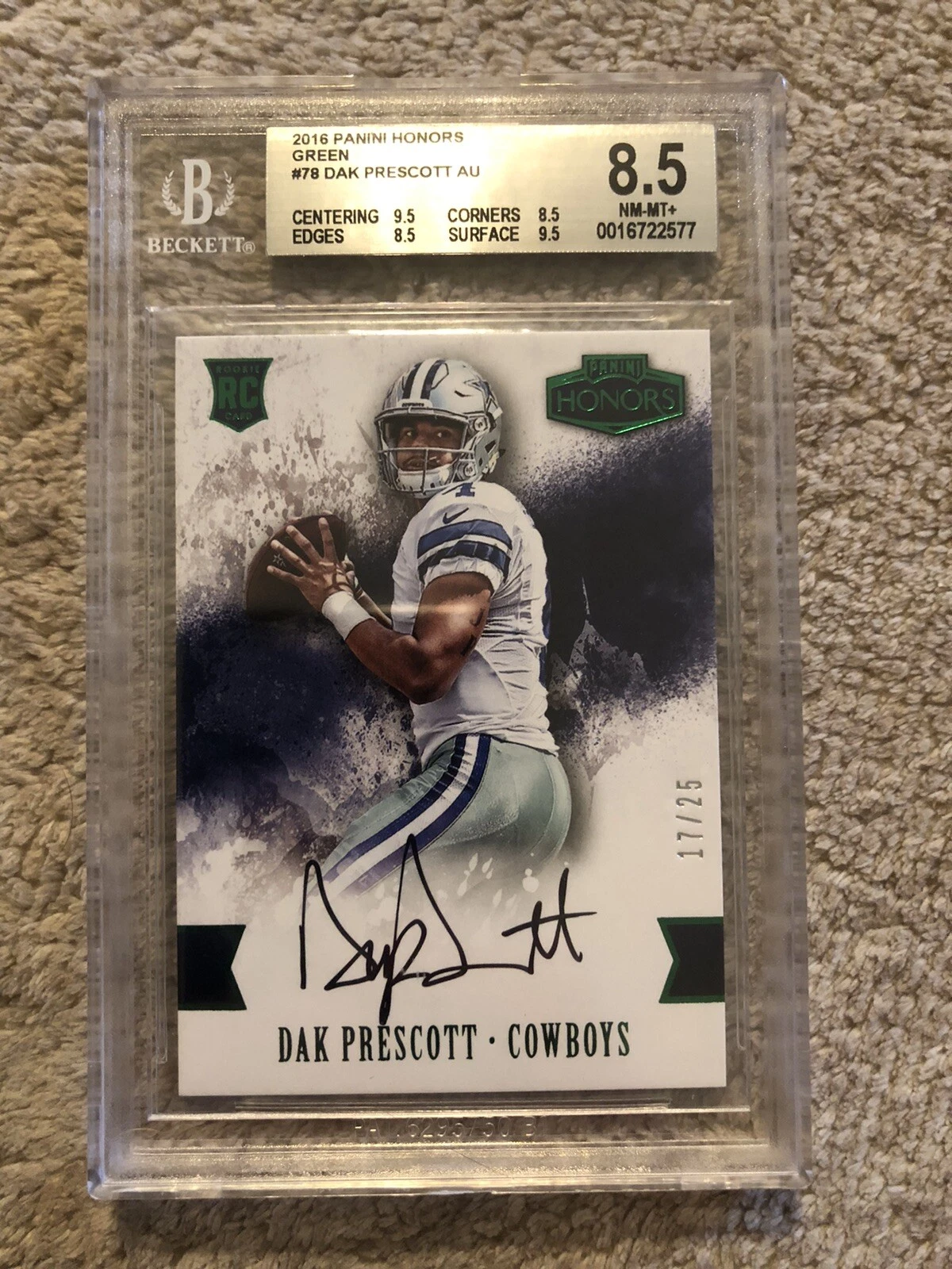 Dak Prescott Panini Honors #78 Autograph-Green