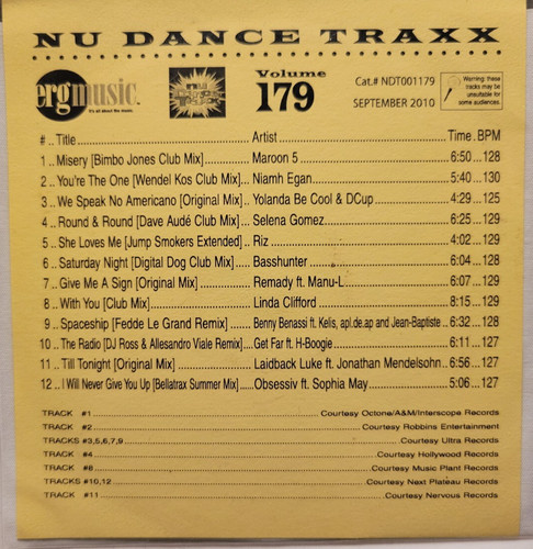 ERG dance traxx 179, cd, 2010, Maroon 5, Selena Gomez, Benny Benassi