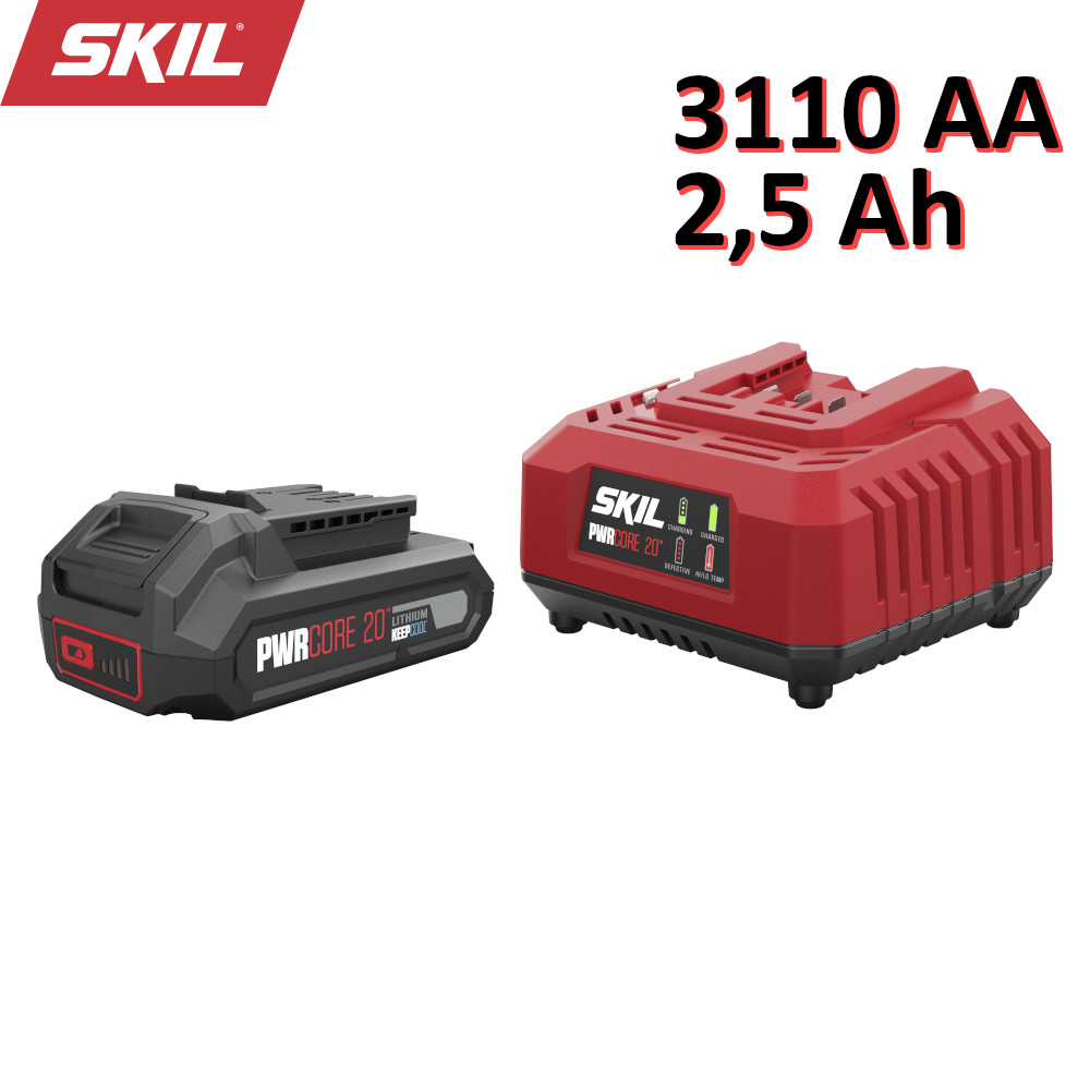Caricatore e batteria al litio LI-ION 20V Max 2.5 Ah SKIL 3110 AA KEEPCOOL