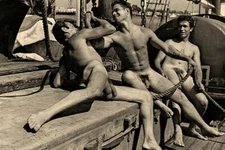 Study of a  men nudes sailors Navy military sunbathing - reprint