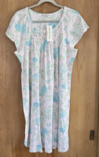 Miss Elaine Nightgown Short Sleeve Cuddle Knit Pink Aqua Floral NWT Size 1X