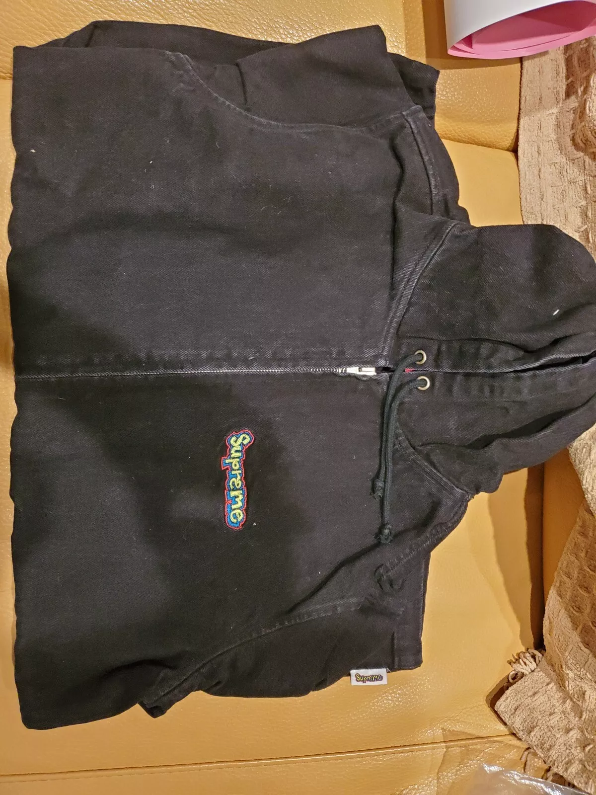 Veste zippée en denim moyen Supreme Jacket Gonz logo SS16 flambant neuve 2016