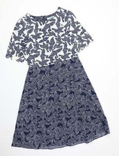 Dickens & Jones Womens Blue Polyester Blend A-Line Size 10  -