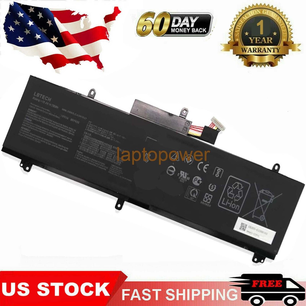 C41N1837 Battery for ASUS Zephyrus GU502 GU502DU GU502GV GU502LU