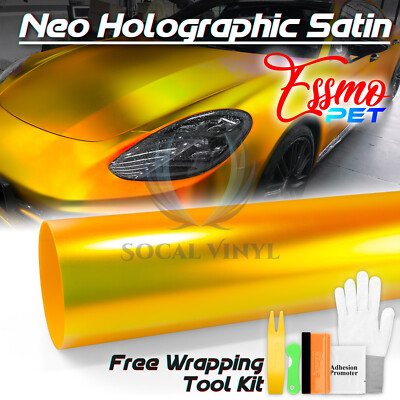 ESSMO PET Neo Chrome Holographic Rainbow Satin Gold Car Vehicle Vinyl Wrap Decal