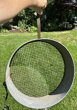 Antique Sieve Sifter 14" Metal Flour Grain Wire Mesh Vtg Dover Stamping Mfg Co