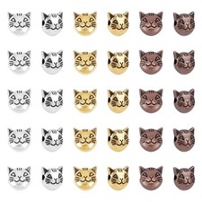 PH PandaHall 120pcs 3 Colors Cat Spacers Beads, Tibetan Kitten Loose Beads An...
