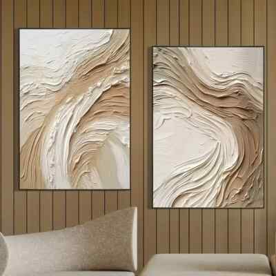 Abstract Texture Yellow White Texture Art Wave Wall Art Canvas Unframed