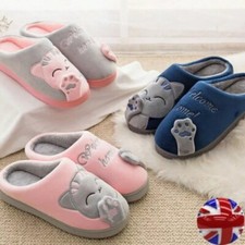 Ladies Slippers Mens Womens Warm Fur Lined Winter Warm Mules Shoes House Size UK