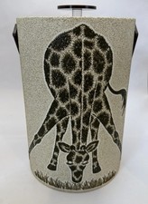 Rare seau à glace vintage Morgan Designs imprimé girafe marron brigade avec couvercle 11,5"T