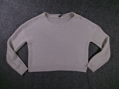 Divided HM Sweater Womens 2 Gray Acrylic Cropped Boxy Crewneck Pullover Rib Hem