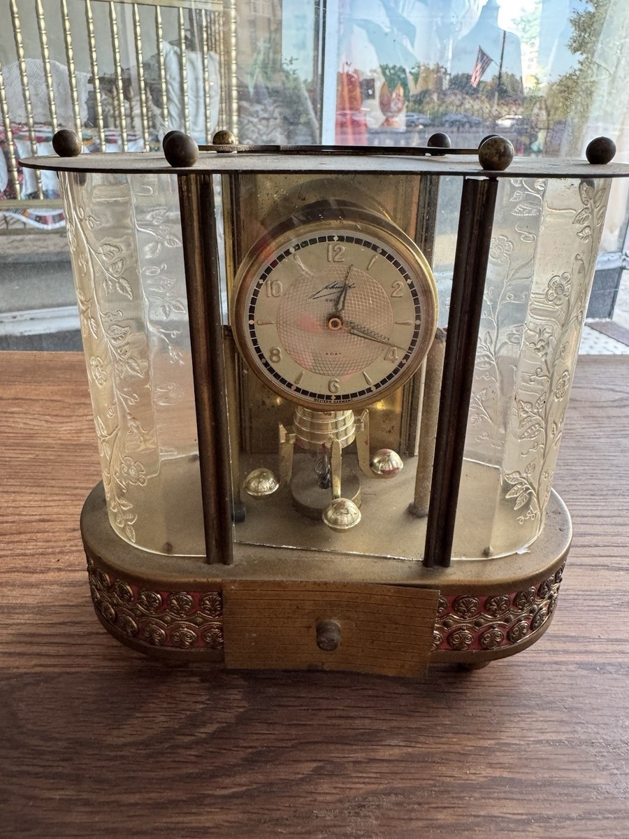 Vintage 1950's SCHMID German Brass Music Box Mid Century 8 Day