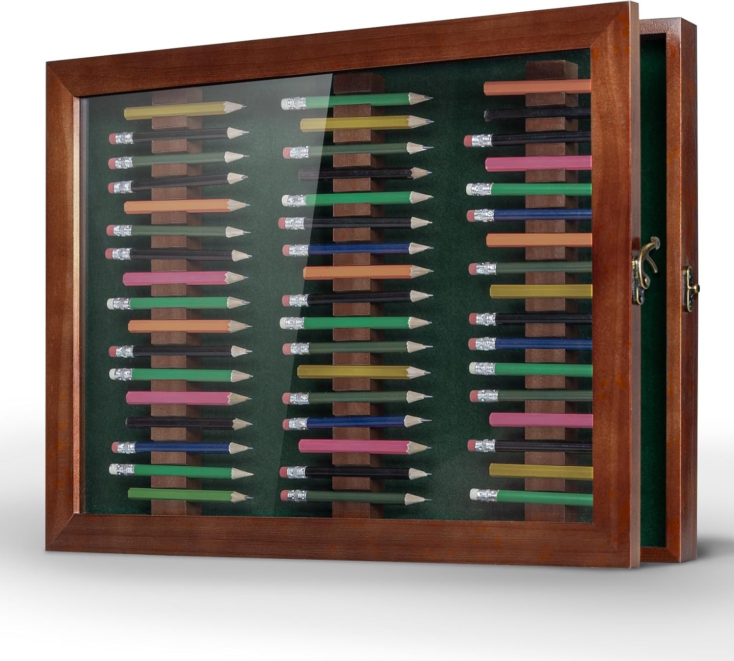 Display Case Holds 51 Round Or Octagonal Golf Pencils Wood W