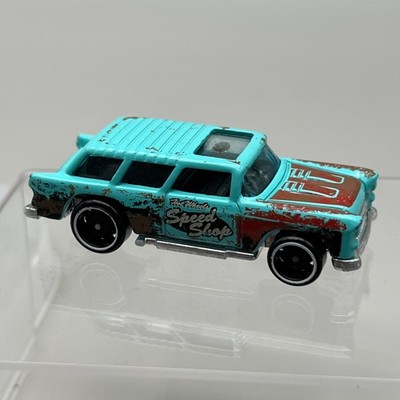 Hot Wheels Classic '55 Nomad Rod Squad Speed Shop Teal Blue Diecast Car C1