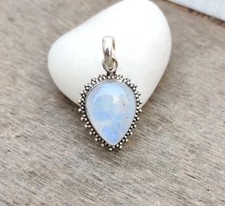 Natural Rainbow Moonstone Pendant 925 Sterling Silver Handmade Gemstone Jewelry