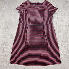 Talbots Striped Fit & Flare Dress Womens 16W Short Sleeve Knee Length Preppy