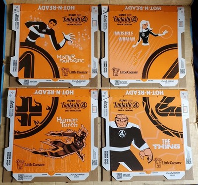 Little Caesars Fantastic Four Pizza Boxes COMPLETE 4 SET, NOT