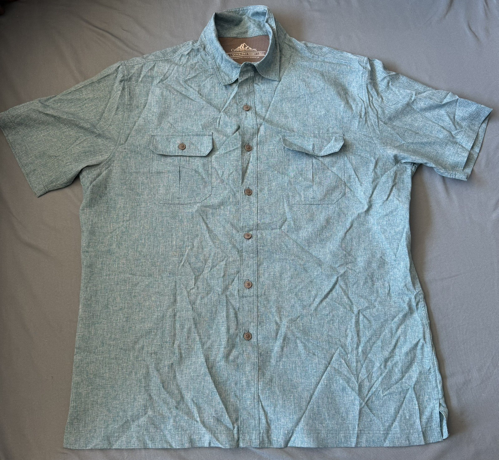 Croft Barrow Quick-Dry Shirt Mens Large Blue Vented Hiking Fishing Outdoor EUC