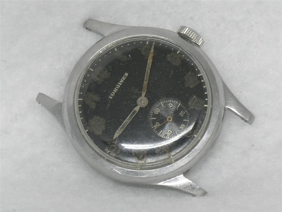 罕见 32 毫米 LONGINES 不锈钢 2272 军用 SEI TACCHE 手表 CAL。 10.68Z维修 — 第 2/4 张图片