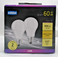 2X Xavax Led Leuchtmittel Birne E27 8,5W=60W 806Lm Warmweiß 2700K 420381