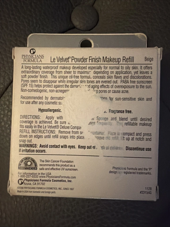 Physicians Formula BEIGE Le Velvet Powder Finish Makeup Refill 0.4oz Normal-Oily - Image 4 of 4