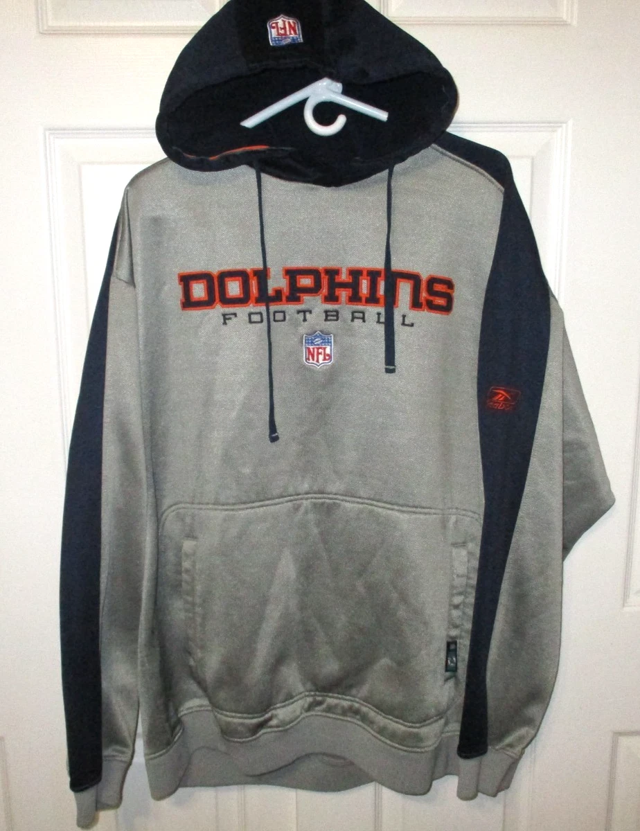 Sweat à Capuche Homme – Gris Miami Dolphins – Taille XL – Neuf Avec Défauts Légers
