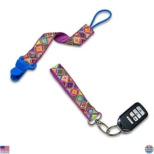 JaxBaby Diamond Flowers Pacifier Clip & Wristlet | Handmade Jacquard Design