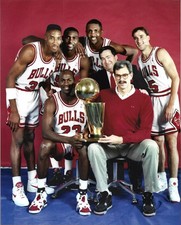 Chicago Bulls Basketball With Trophy 1St Championship 8x10 PHOTO PRINT