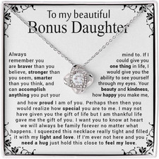 To My Bonus Daughter Necklace, Stepdaughter Necklace from Stepfather Stepmother,