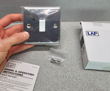 LAP 10AX Plate Switch 1 Gang 2 Way – Brushed Stainless Steel – White Insert – Br