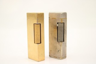 Dunhill Rollagas Pocket Lighter Silver/GoldPlate Good Spark