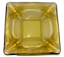 Amber Glass Vintage Ashtray , 4 Slot