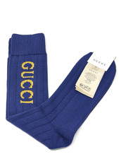 Gucci Socks Sports Sneakers Blue Gold Logo Medium 2500