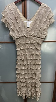 Max Studio Vintage 90s Y2K Tiered Ruffle Midi Dress Whimsi Fairy Grunge Boho Med