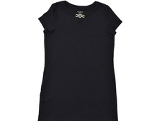 Talbots Petites Black Short Sleeve Dress Shift Size XLP 100% Cotton Metal Accent