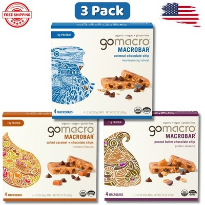 12 Ct GoMacro Organic Vegan Protein Bars - Variety Pack Chocolate Chip 2.3oz