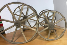 Antique Wooden Steel Wagon/Cart Wheels 2 11" 2 16" Steel Rod Axle's