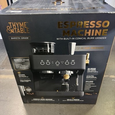 Thyme & Table Barista-Grade Espresso Machine With Built-In Burr Grinder 15 Bar