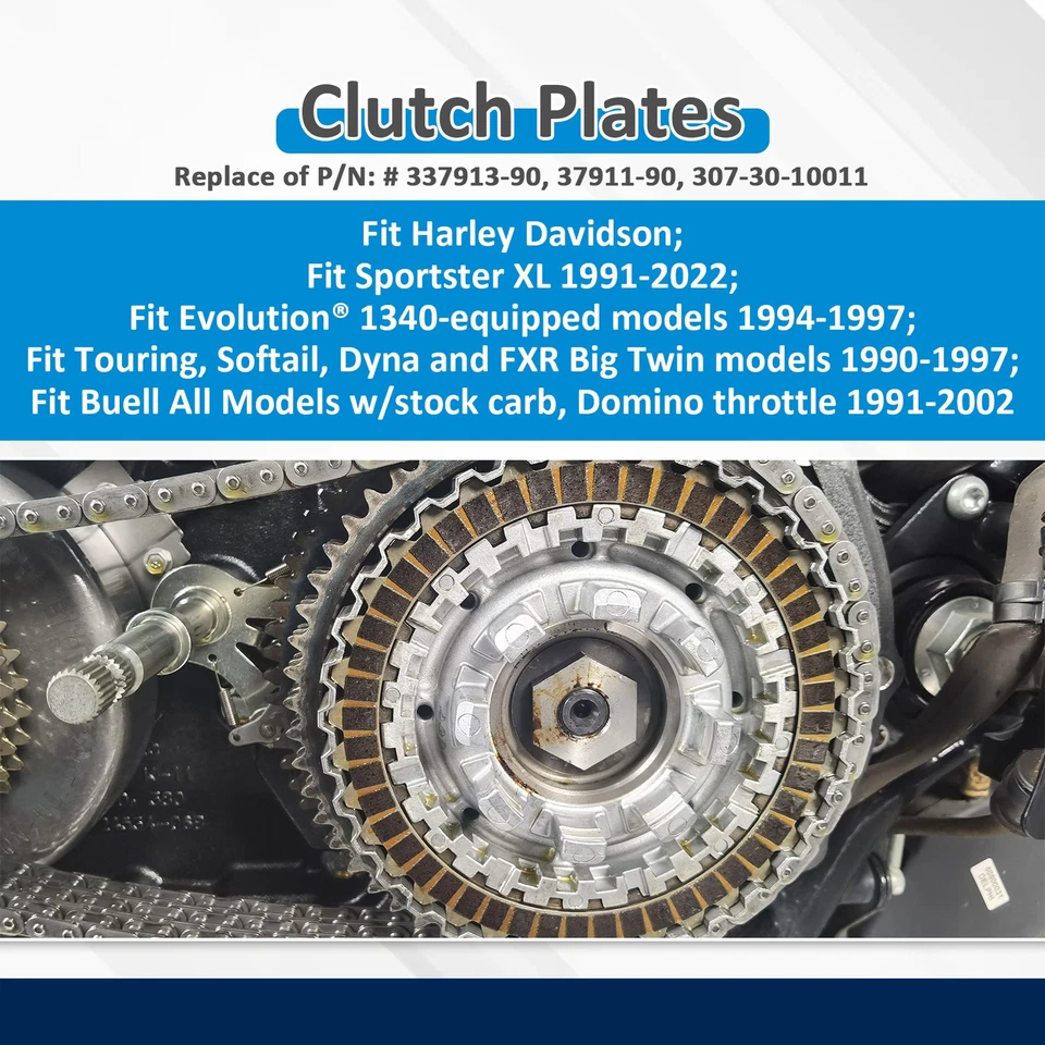 17PCS Extra Clutch Plate Friction Steel Clutch Kit for Harley Big Twin 1990-1997 - Image 4 of 4