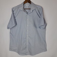 Brooks Brothers Dress Shirt Mens 17.5 4/5 Blue Regent Non-Iron Short Sleeve Grid