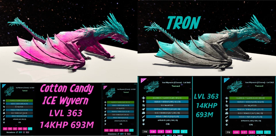 STUDIO WILDCARD Ark Survival Ascended Ice Wyvern lvl 363 tron cc pve Top Stat