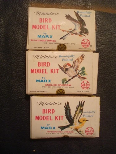 Marx Toys Easy to Assemble painted Bird Plastic Model Kits 6 Pieces Lot of 3 NOS