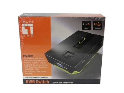 Level One KVM-0222 2Ports USB Sealed KVM Switch 590222 Neu / New