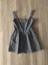 Fashion Nova Dress Houndstooth Black White Mini Tweed Dipped Waist Womens Medium