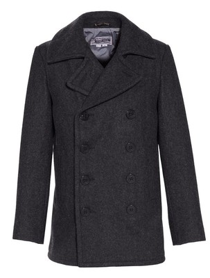 Schott NYC Slim Fit Peacoat Made In USA Grey