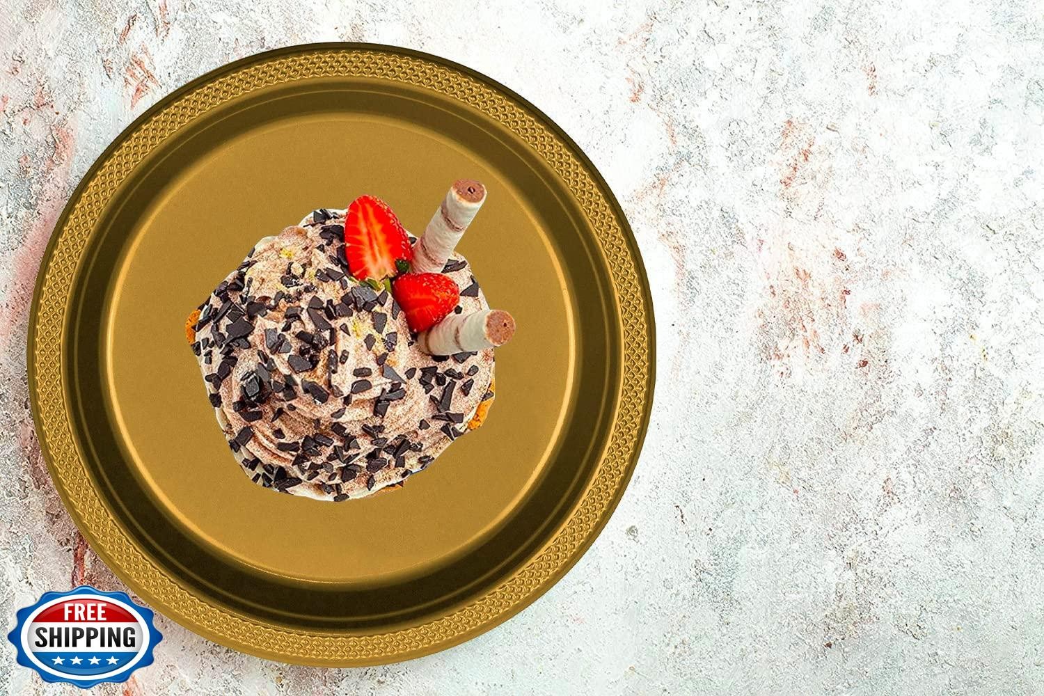 DecorRack 30 Small Plastic Plates, Heavy Duty 7 inch Disposable Party Ware fo