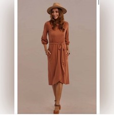 NWT Petallush 3/4 Sleeve Round Neck Summer Midi Dress With Pockets Medium
