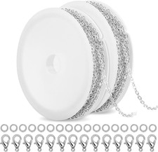 20 Feet Chains for Jewelry Making, Necklace Chains with Width 1.8mm Silver