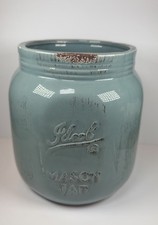 Oversized rustic glossy ceramic Blue Quart Mason Jar New